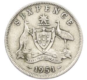 6 пенсов 1951 года Австралия — Фото №1