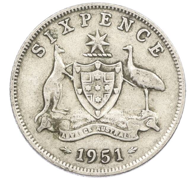 Монета 6 пенсов 1951 года Австралия (Артикул: M2-79664) — Фото №1