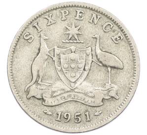 6 пенсов 1951 года Австралия — Фото №1
