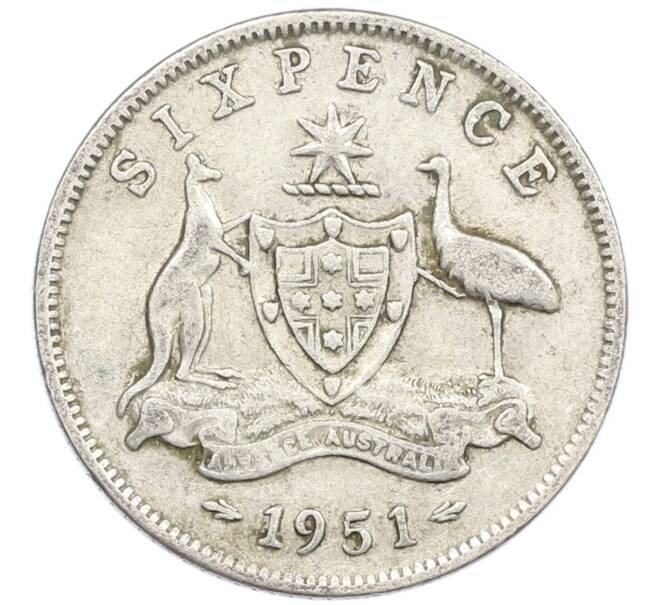 Монета 6 пенсов 1951 года Австралия (Артикул: M2-79673) — Фото №1