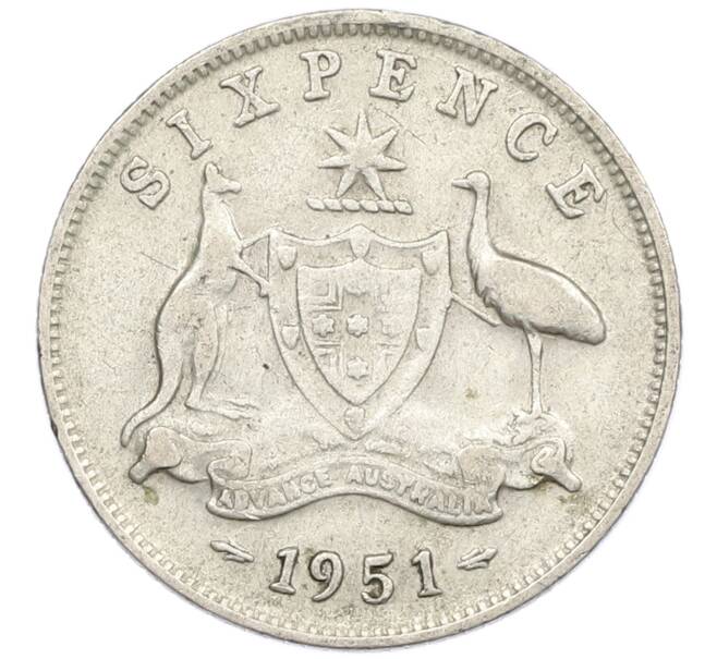 Монета 6 пенсов 1951 года Австралия (Артикул: M2-79674) — Фото №1
