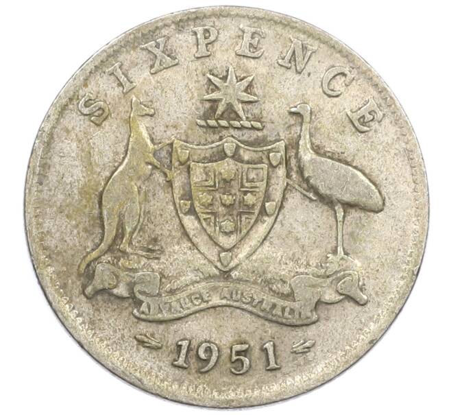 Монета 6 пенсов 1951 года Австралия (Артикул: M2-79676) — Фото №1