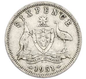 6 пенсов 1951 года PL Австралия — Фото №1