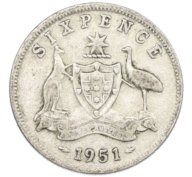 Монета 6 пенсов 1951 года Австралия (Артикул: M2-79692) — Фото №1