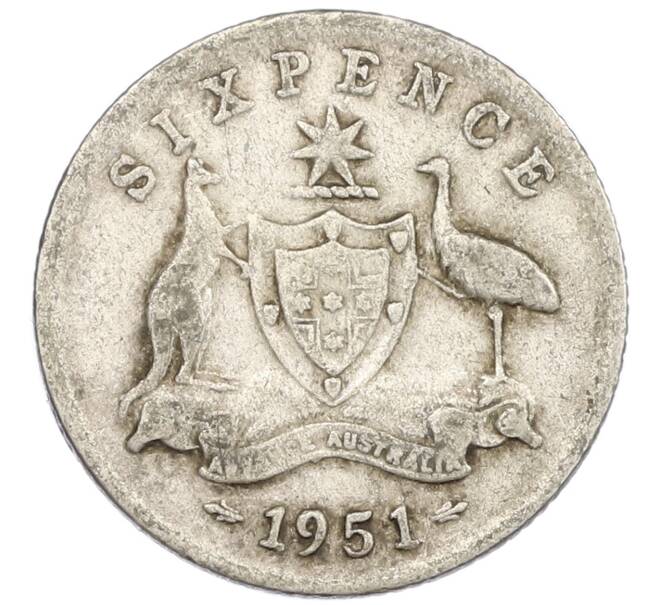 Монета 6 пенсов 1951 года Австралия (Артикул: M2-79694) — Фото №1