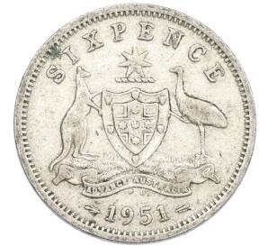 6 пенсов 1951 года PL Австралия — Фото №1