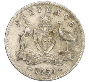 6 пенсов 1951 года Австралия — Фото №1