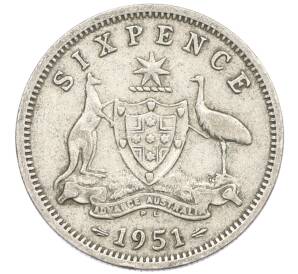 6 пенсов 1951 года PL Австралия — Фото №1