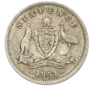 6 пенсов 1951 года PL Австралия — Фото №1