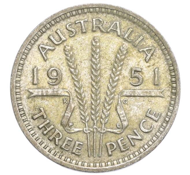 Монета 3 пенса 1951 года PL Австралия (Артикул: M2-79738) — Фото №1