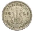 Монета 3 пенса 1951 года PL Австралия (Артикул: M2-79789) — Фото №1