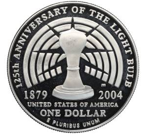 1 доллар 2004 года Р США «125 лет лампочке — Томас Алва Эдисон» — Фото №1