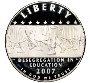 1 доллар 2007 года P США «Десегрегация в образовании — школа в Литл-Рок» — Фото №1