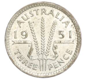 3 пенса 1951 года PL Австралия — Фото №1