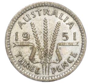 3 пенса 1951 года PL Австралия — Фото №1