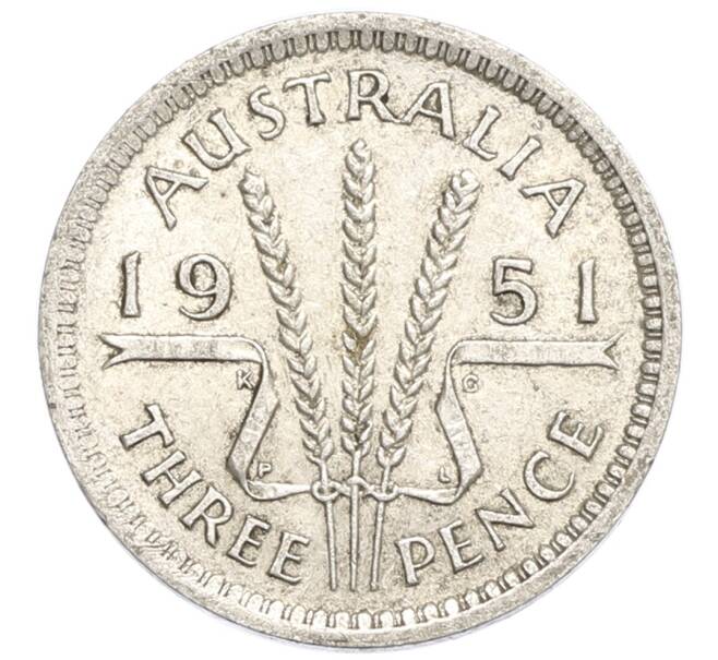 Монета 3 пенса 1951 года PL Австралия (Артикул: M2-80005) — Фото №1