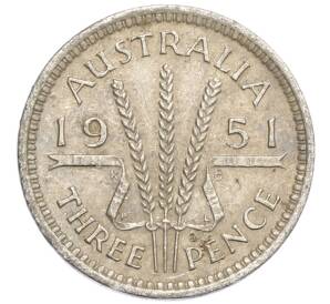 3 пенса 1951 года PL Австралия — Фото №1