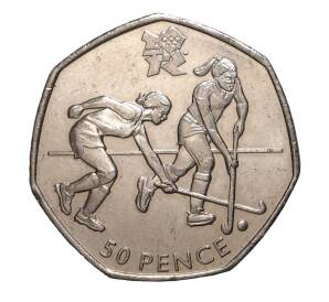 50 пенсов 2011 года XXX летние Великобритания «Олимпийские Игры в Лондоне — Хоккей на траве» — Фото №1