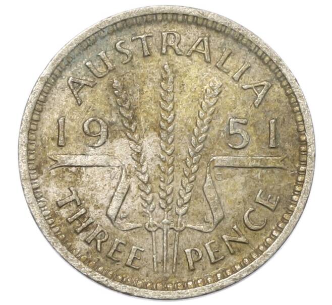 Монета 3 пенса 1951 года PL Австралия (Артикул: M2-80324) — Фото №1