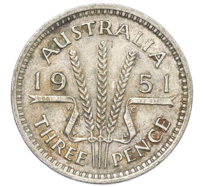 Монета 3 пенса 1951 года PL Австралия (Артикул: M2-80330) — Фото №1