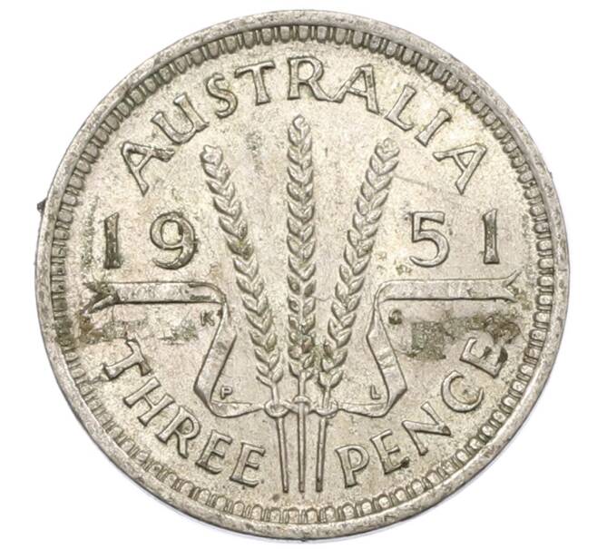 Монета 3 пенса 1951 года PL Австралия (Артикул: M2-80348) — Фото №1