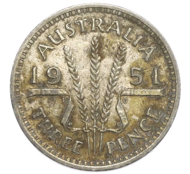 Монета 3 пенса 1951 года PL Австралия (Артикул: M2-80393) — Фото №1