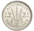 Монета 3 пенса 1951 года PL Австралия (Артикул: M2-80405) — Фото №1