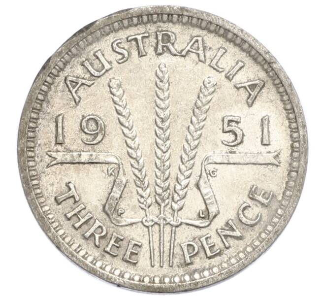 Монета 3 пенса 1951 года PL Австралия (Артикул: M2-80416) — Фото №1