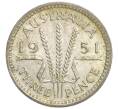 Монета 3 пенса 1951 года PL Австралия (Артикул: M2-80426) — Фото №1