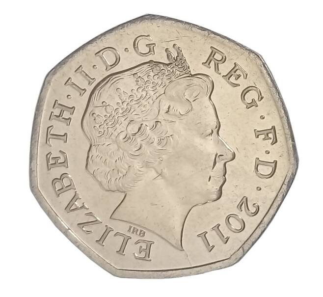 Монета 50 пенсов 2011 года Великобритания XXX летние Олимпийские Игры в Лондоне - Стрельба (Артикул M2-30256)