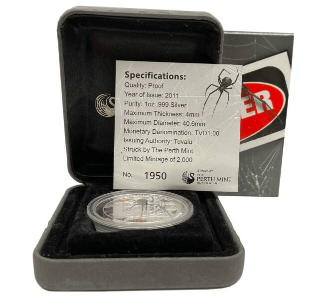 Монета 1 доллар 2011 года Тувалу «Красноспинный паук (Latrodectus hasselti)» (Артикул: M2-81383)