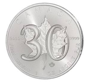 5 долларов 2018 года Канада —  30 лет Серебряным монетам «Кленовый лист»