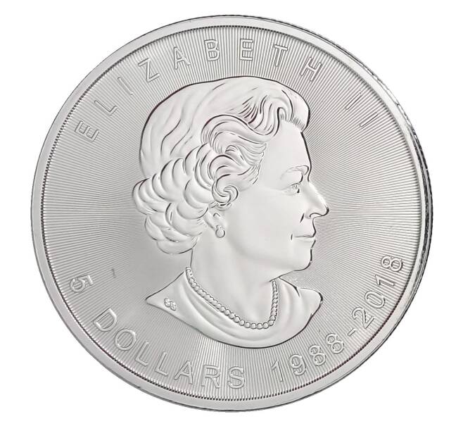 5 долларов 2018 года Канада —  30 лет Серебряным монетам «Кленовый лист» (Артикул M2-30298)