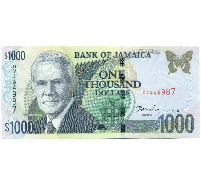 Банкнота 1000 долларов 2008 года Ямайка (Артикул: K12-40392) — Фото №1
