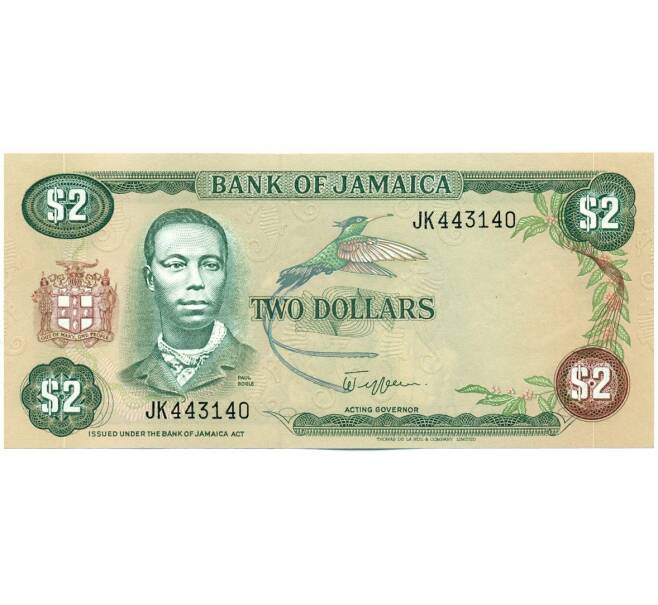 Банкнота 2 доллара 1982 года Ямайка (Артикул: K12-40399) — Фото №1
