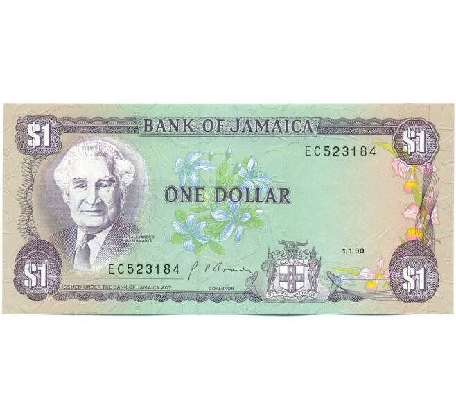 Банкнота 1 доллар 1990 года Ямайка (Артикул: K12-40401) — Фото №1