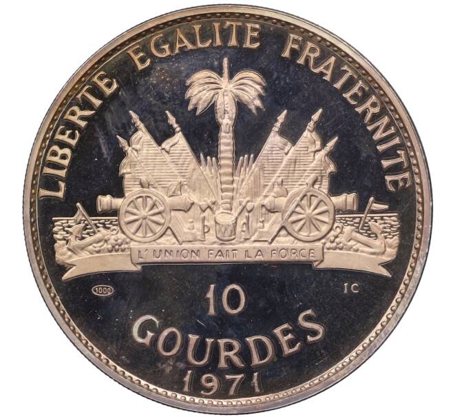 Монета 10 гурдов 1971 года Гаити «Вожди Сиу — Джеронимо» (Артикул: T11-13446) — Фото №2
