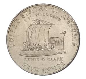 5 центов 2004 года P США «200 лет экспедиции Льюиса и Кларка — Лодка» — Фото №1