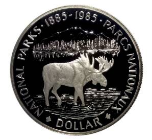1 доллар 1985 года Канада — 100 лет Национальным паркам — Фото №1