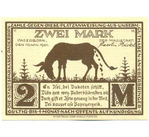 2 марки 1921 года Германия — город Падерборн (Нотгельд) — Фото №1