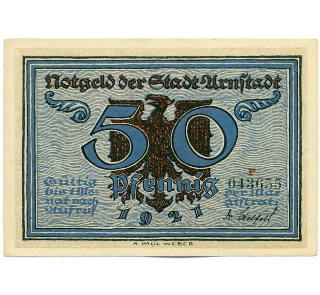 Банкнота 50 пфеннигов 1921 года Германия — город Арнштадт (Нотгельд) (Артикул: K12-40813) — Фото №1