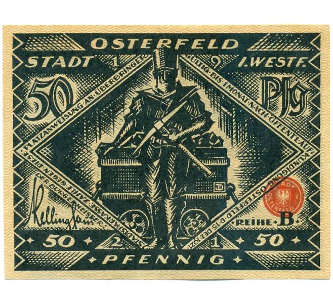 Банкнота 50 пфеннигов 1921 года Германия — город Остерфельд (Нотгельд) (Артикул: K12-40817) — Фото №2