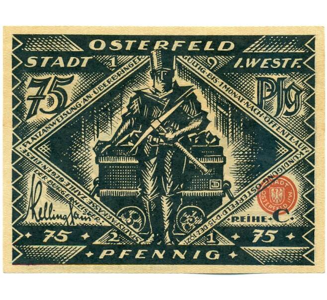 Банкнота 75 пфеннигов 1921 года Германия — город Остерфельд (Нотгельд) (Артикул: K12-40818) — Фото №2