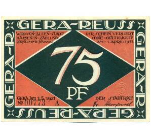 75 пфеннигов 1921 года Германия — город Гера (Нотгельд) — Фото №2