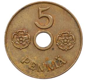 5 пенни 1941 года Финляндия — Фото №2