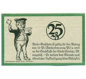 25 пфеннигов 1921 года Германия — город Штрелиц (Нотгельд) — Фото №2