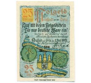 25 пфеннигов 1921 года Германия — город Нойштадт-на-Орле (Нотгельд) — Фото №2