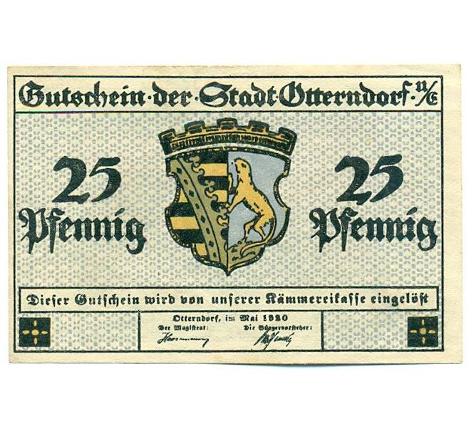 Банкнота 25 пфеннигов 1920 года Германия — город Оттерндорф (Нотгельд) (Артикул: K12-41574) — Фото №2