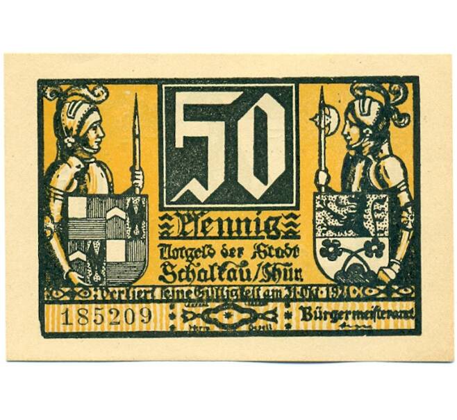 Банкнота 50 пфеннигов 1921 года Германия — город Шалькау (Нотгельд) (Артикул: K12-41578) — Фото №1