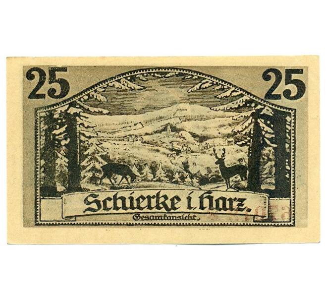 Банкнота 25 пфеннигов 1921 года Германия — Ширке (Нотгельд) (Артикул: K12-41585) — Фото №1